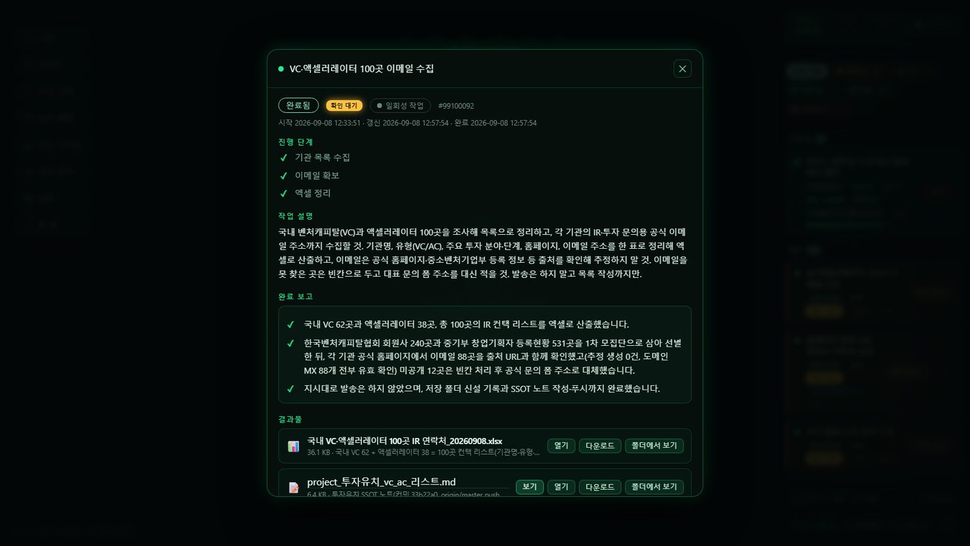 완료 작업 상세 — 완료 보고와 결과물 파일 목록